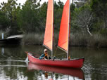 BSD Batwing Expedition schooner sail rig on canoe